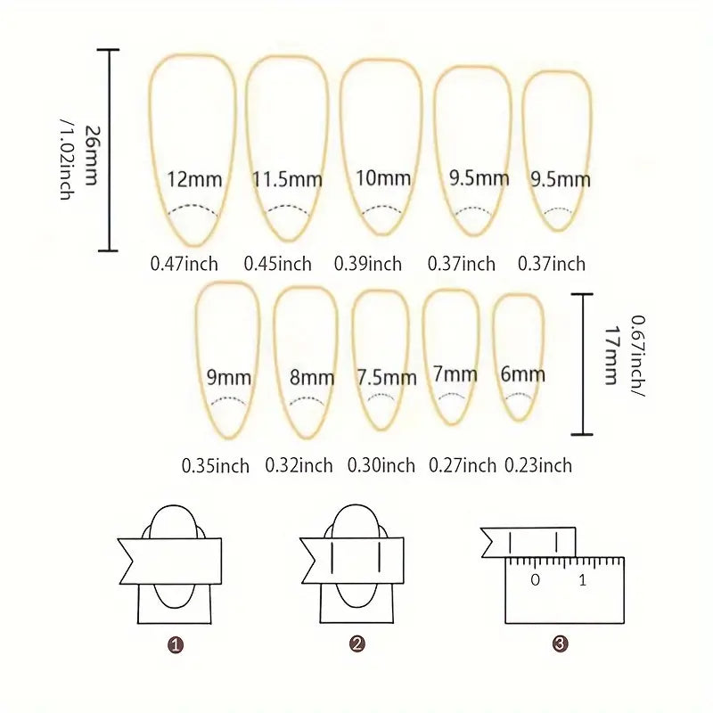 24pcs Black & White Heart French Tip Press-On Nails Set - Glossy Long Almond Shape, Perfect for Sparkling Holiday Manicures