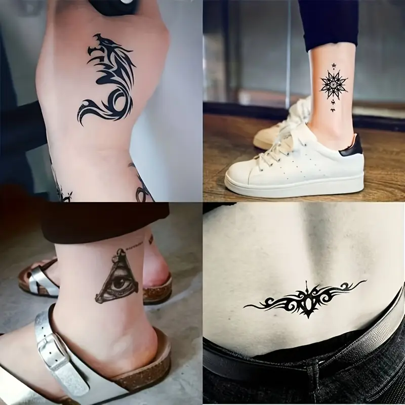 30 Sheet Tattoo Sticker, Waterproof Long Lasting Realistic Temporary Tattoo, Chinese Character Abstract Pattern, Arm Leg Back Fake Tattoo Suitable For Adults