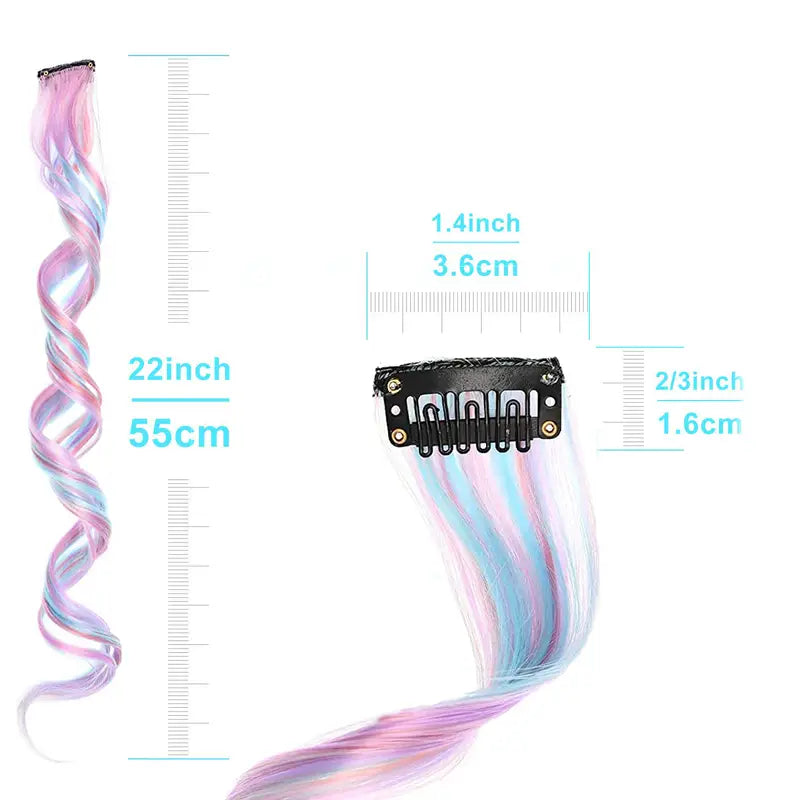 10 pcs Heat-Resistant Unicorn Hair Extensions for Women - Perfect for Cosplay, Parties and Music Festival