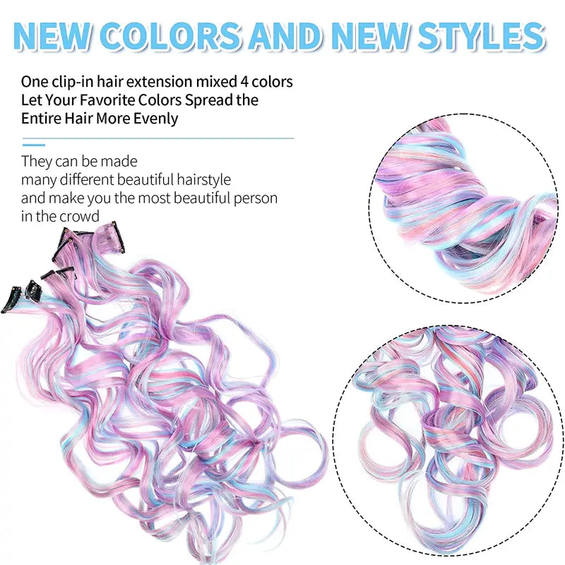 10 pcs Heat-Resistant Unicorn Hair Extensions for Women - Perfect for Cosplay, Parties and Music Festival