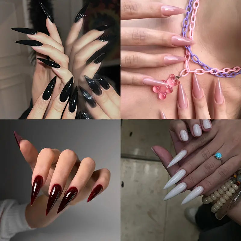 Solid Color Fake Nails, Press On Nails With Simple Design, False Nails For Women Girls Daily Wear