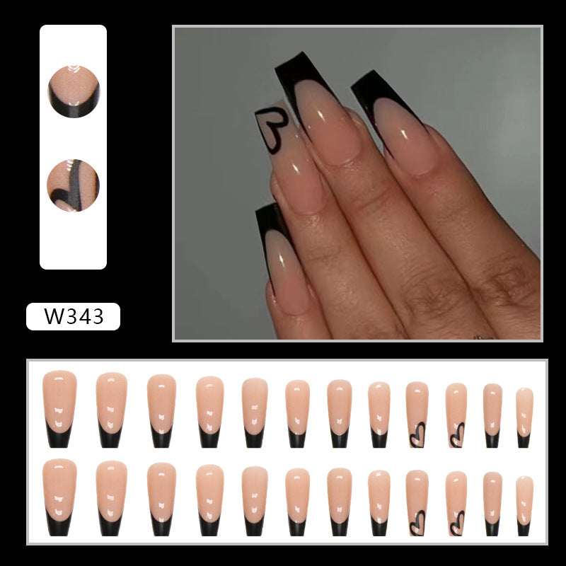 24 Pcs Press On Nails Long Fake Nails Acrylic Ballet French White Illuminate Butterfly Adhesive Tape On Nails Design Nails For Women And Girls