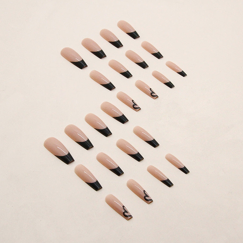 24 Pcs Press On Nails Long Fake Nails Acrylic Ballet French White Illuminate Butterfly Adhesive Tape On Nails Design Nails For Women And Girls