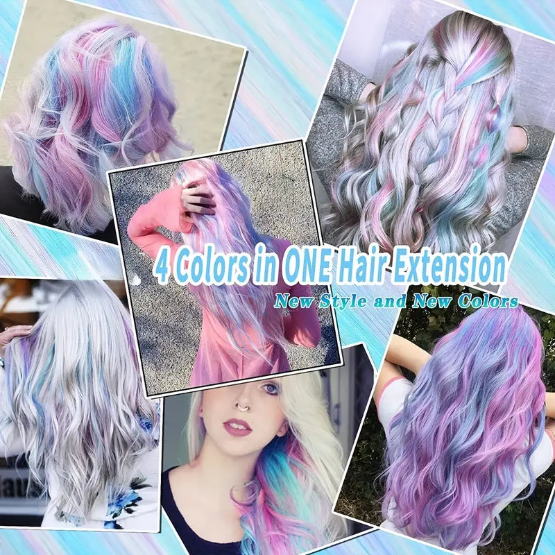 10 pcs Heat-Resistant Unicorn Hair Extensions for Women - Perfect for Cosplay, Parties and Music Festival