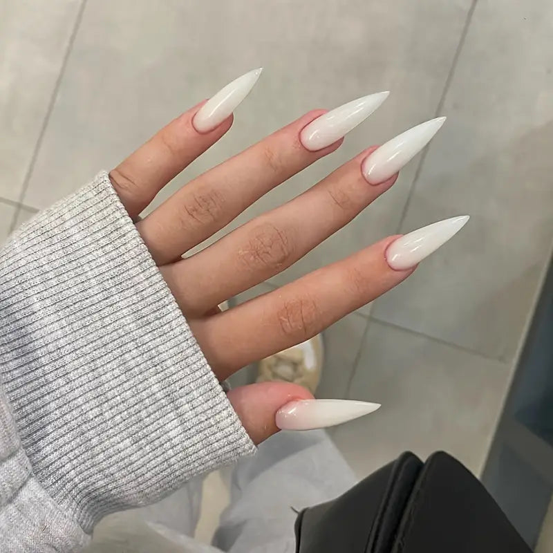 Solid Color Fake Nails, Press On Nails With Simple Design, False Nails For Women Girls Daily Wear
