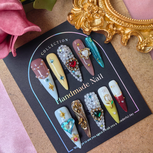 Luxury Gem-Pearl Fake Nail Art